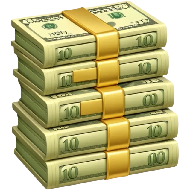 stack of money emoji,
cute emoji style, mobile game emoji,
soft 3D look, smooth gradients,
white outline sticker style,
no background emoji