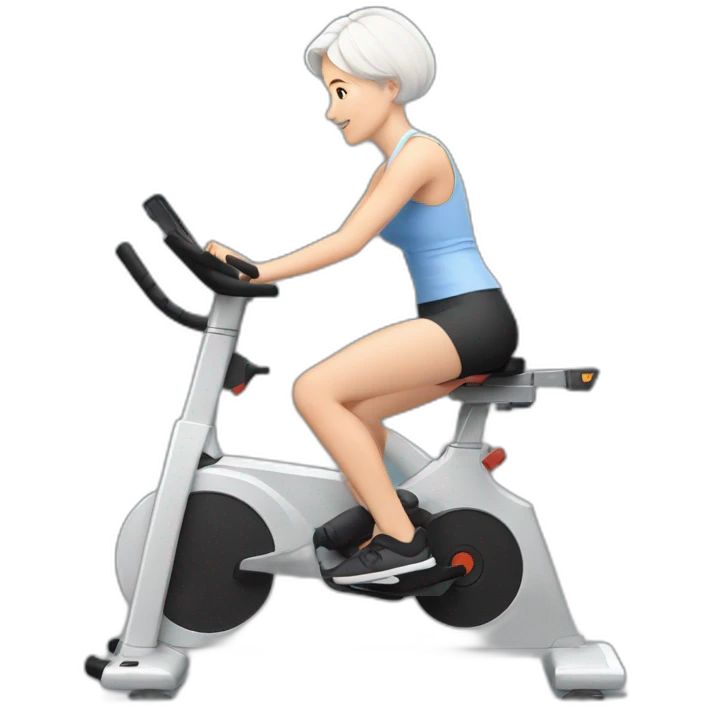 realistic exercise bike and one girl with short white hair emoji