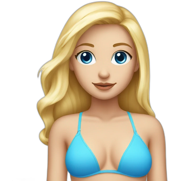 Blonde girl in bikini blue eyes emoji