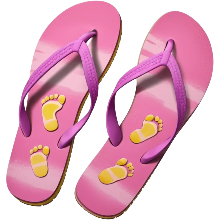 female pink wornout flip flips with footprint on insoles emoji