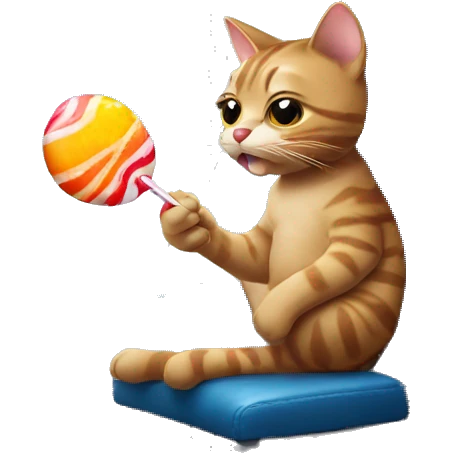 Cat eating a lollipop in an airplane emoji