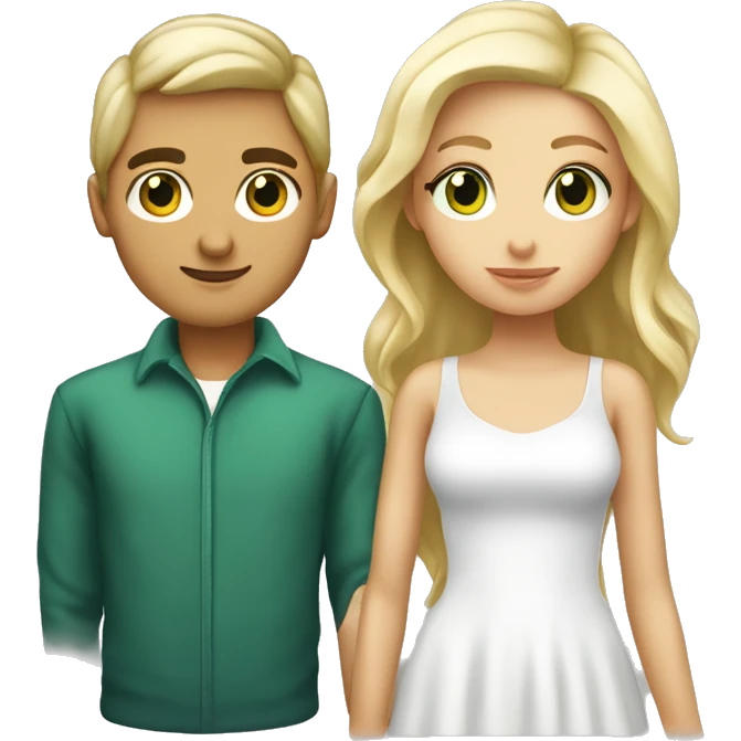couple fille blonde aux yeux vert  et garçon cheveux brun et yeux brun  emoji