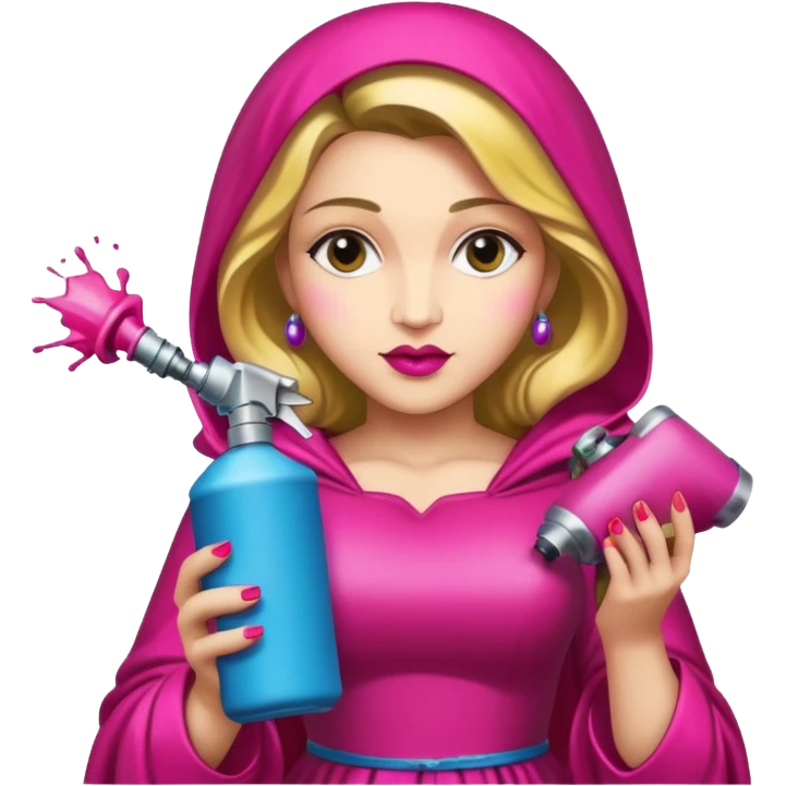 emoji della madonna vestita di fucsia con una bomboletta spray per fare i grafiti
 emoji