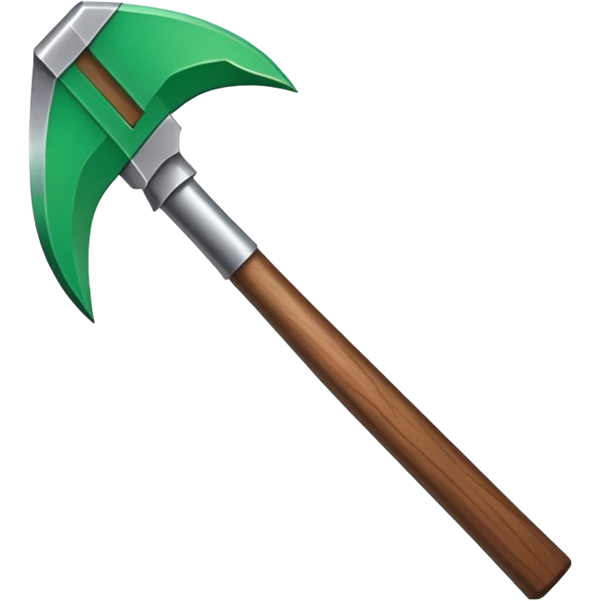 Minecraft hoe with brown handle and emerald green blade emoji