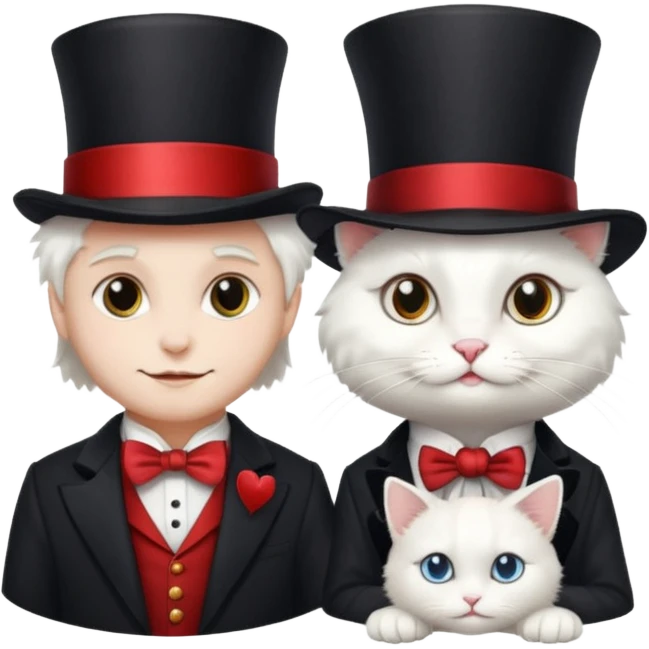 magician couple and their pet cat emoji