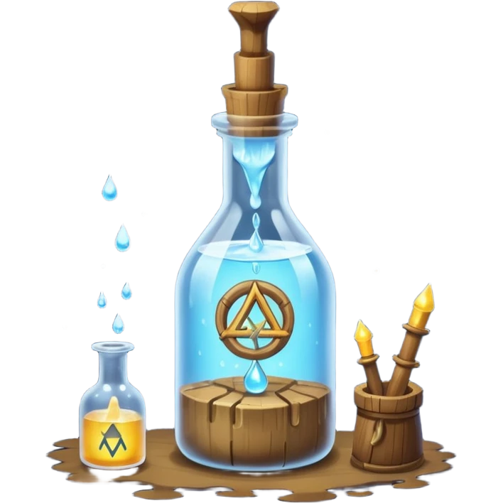 human rune alchemist catching dripping moonlight in bottle emoji