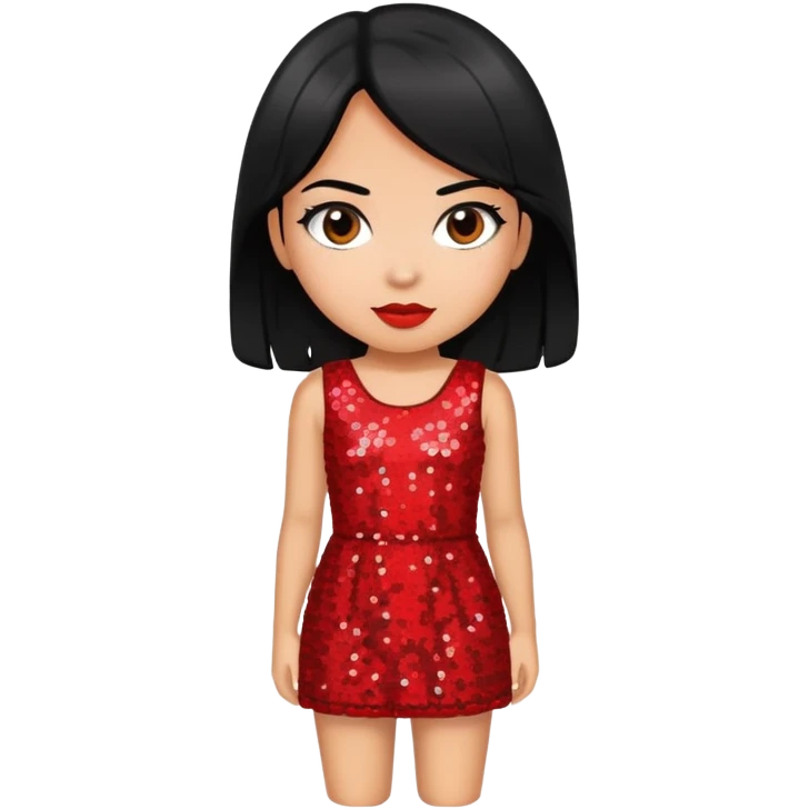 Girl in sequin red dress with black hair  emoji