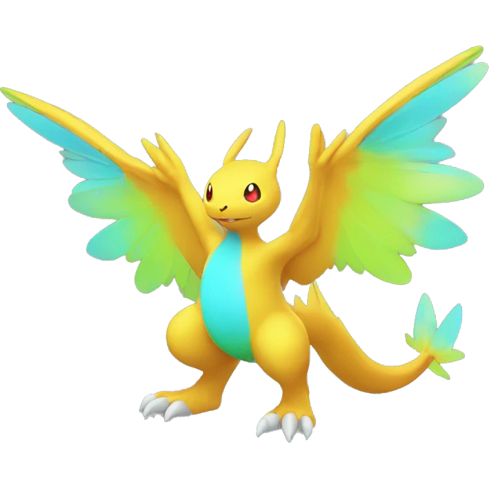 Colorful Neon Colors Flying Fakémon-Pokémon-Creature Full Body emoji