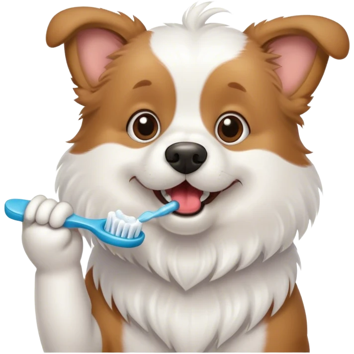 A dog brushing his teeth  emoji