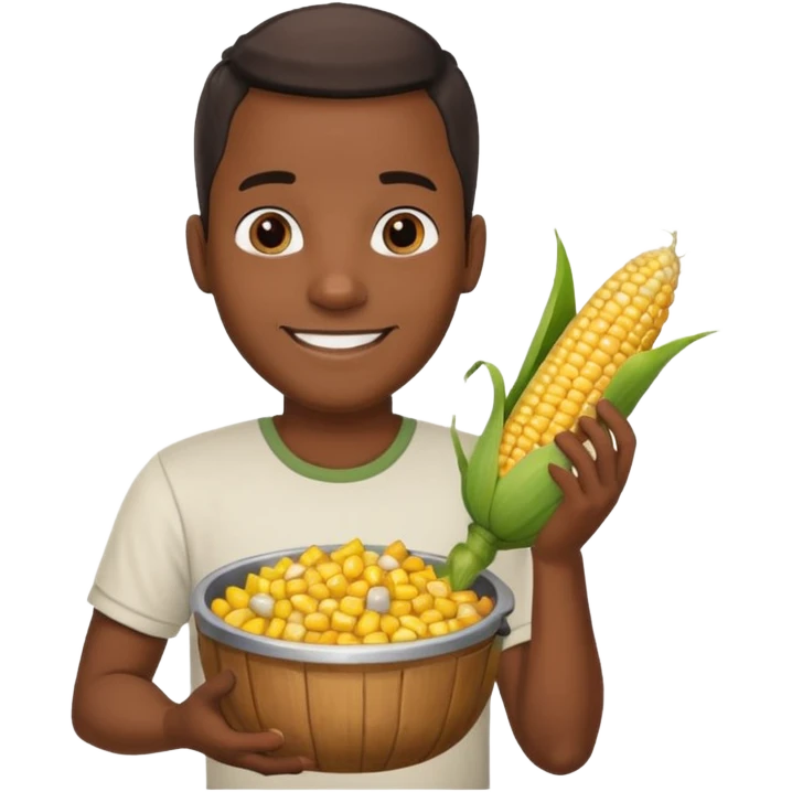 BLACK MAN HOLDING AN COOK CORN POT emoji