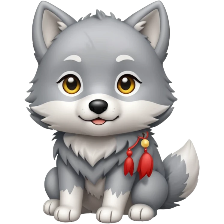 Chibi style Plush wolf emoji