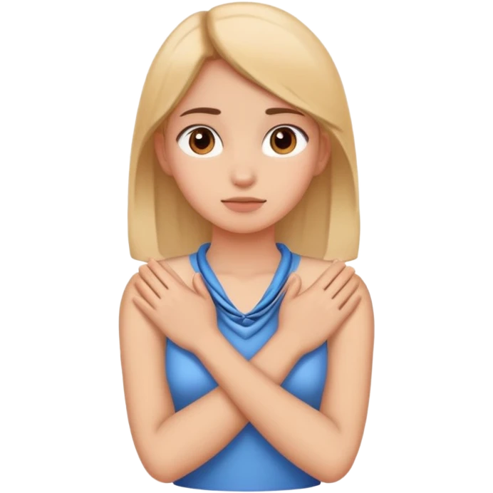 girl putting hands crossed over the neck emoji