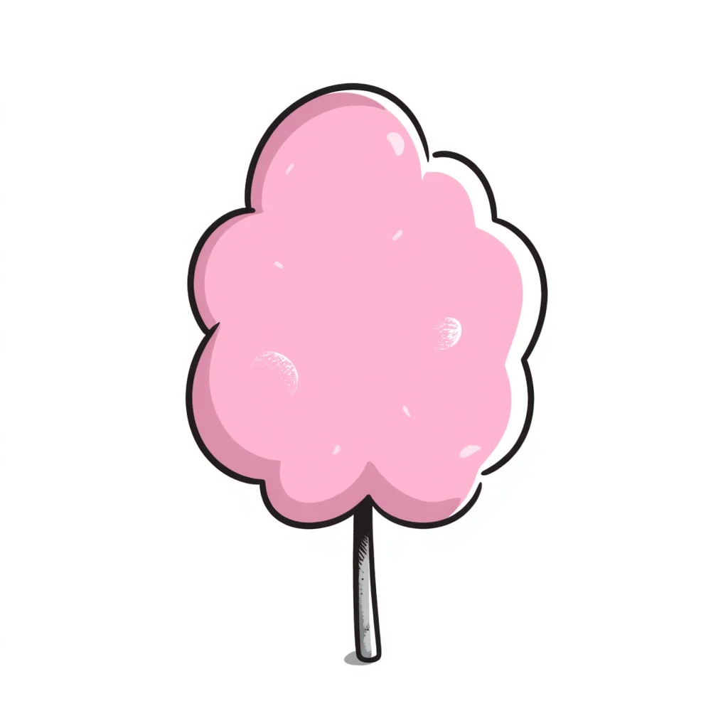 cotton candy, hand drawn, colorful, cute emoji