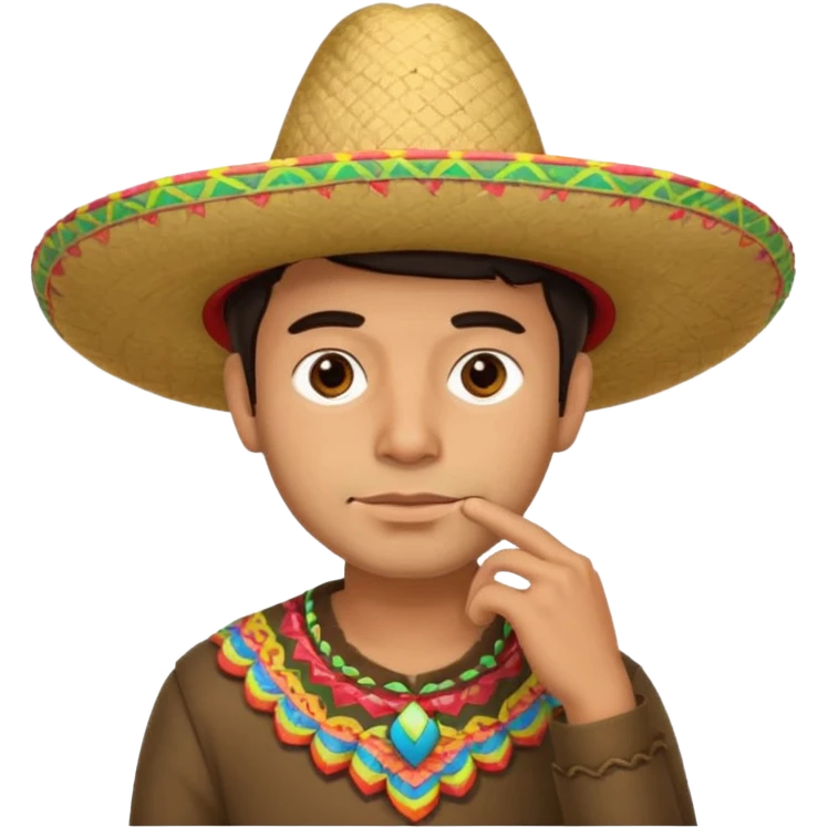 ЗАДУМЧИВЫЙ ЧЕЛОВЕК С РУКОЙ У ПОДБОРОДКА В СОМБРЕРО emoji