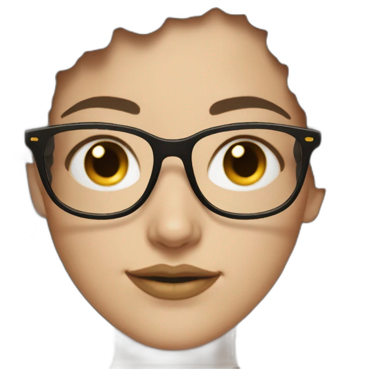 White girl with dark hair and big gold glasses emoji