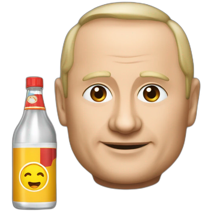 Vladimir Poutine avec une bouteille emoji