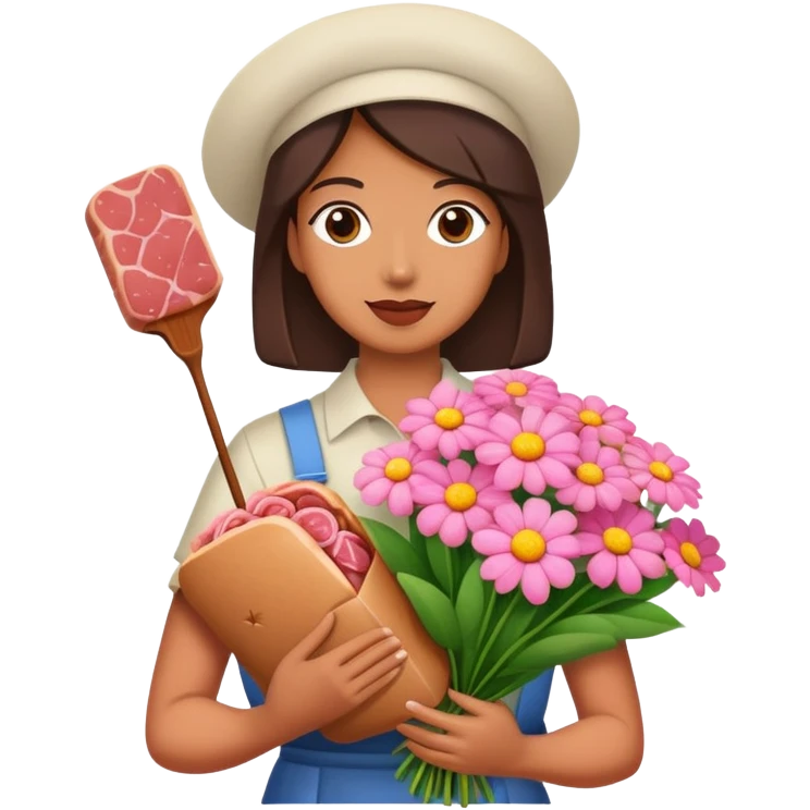 artist holding spam meat pretty flower bouquet  emoji