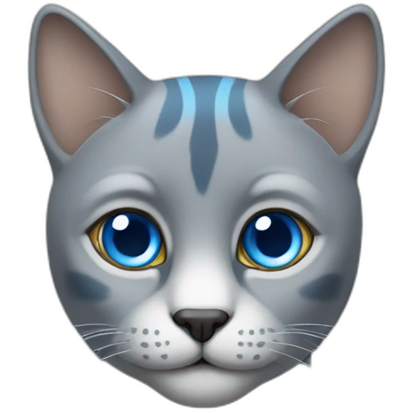 Un gato gris con ojos azules emoji