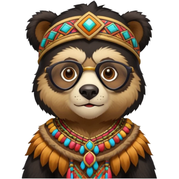 spectacled bear in Inca costume emoji