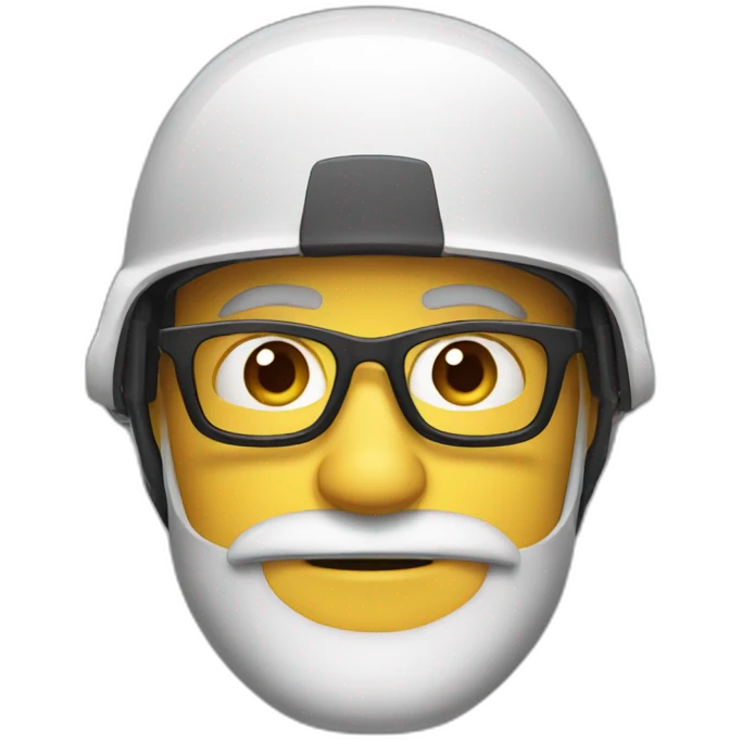 one face of a man with a brown beard and a helmet wearing glasses emoji