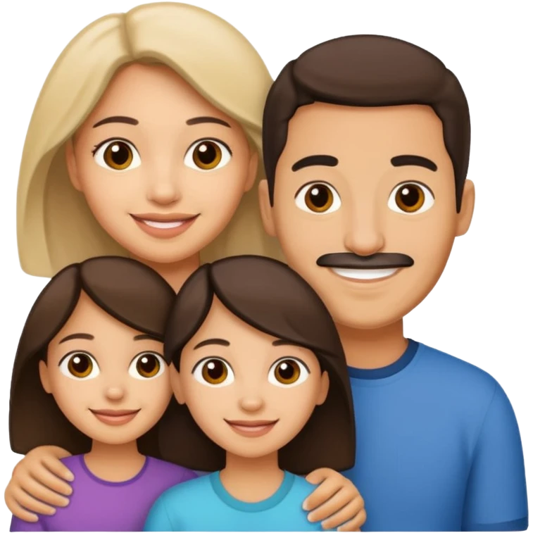 Light skin Hispanic family of 6 mom, dad, two 20 yr old daughters, 20 year old son, and 10 year old daughter emoji