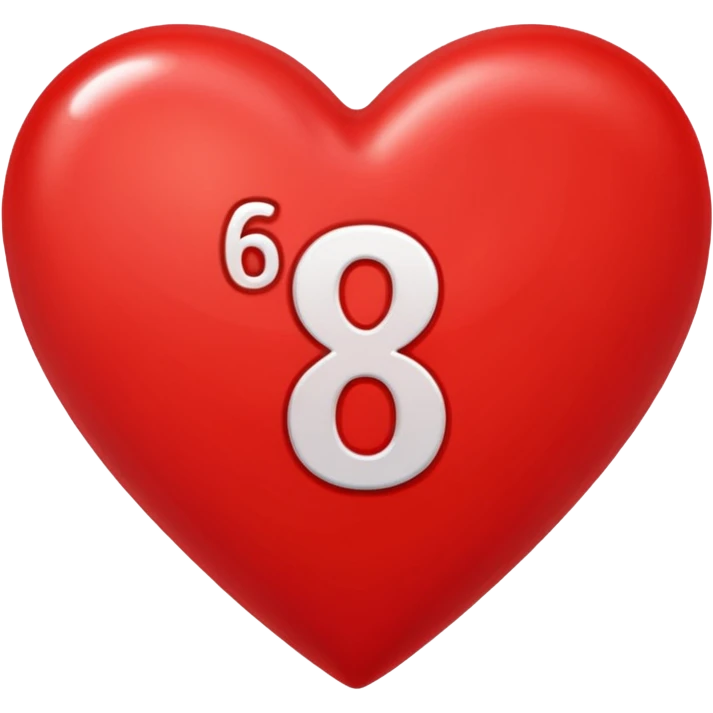 Red heart with 6 in it emoji