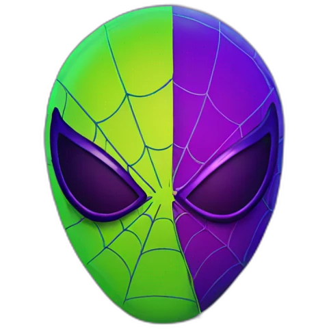 Lemon green and purple neon Spiderman emoji