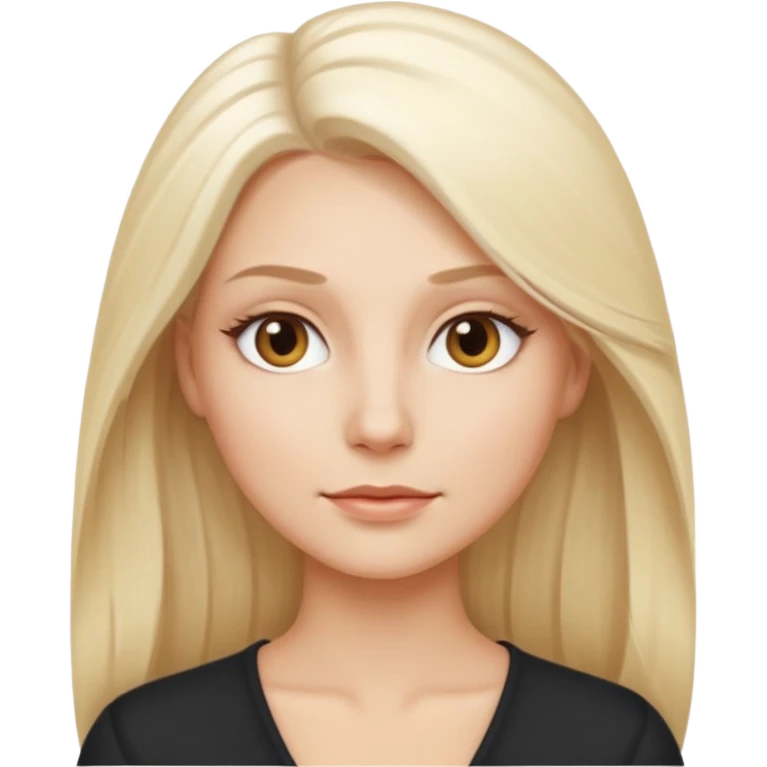 Stylized emoji portrait of a sexy long-haired white-blonde woman, confident expression, smooth skin, minimal makeup, full height  emoji