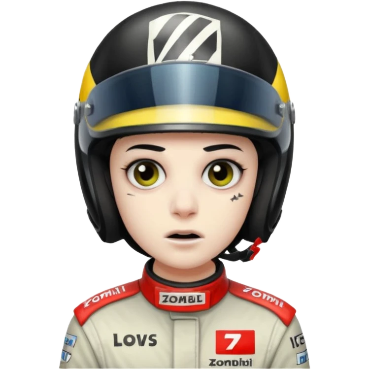 zombie formula 1 racer black haired emoji