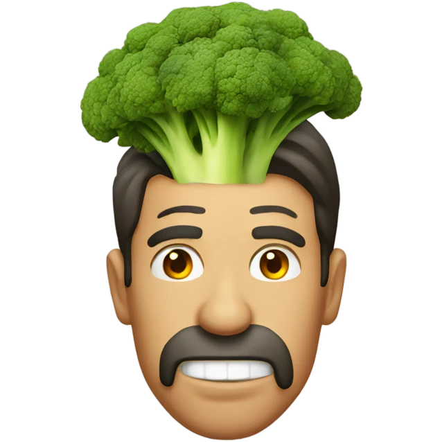 A man with burning broccoli in his mouth  emoji