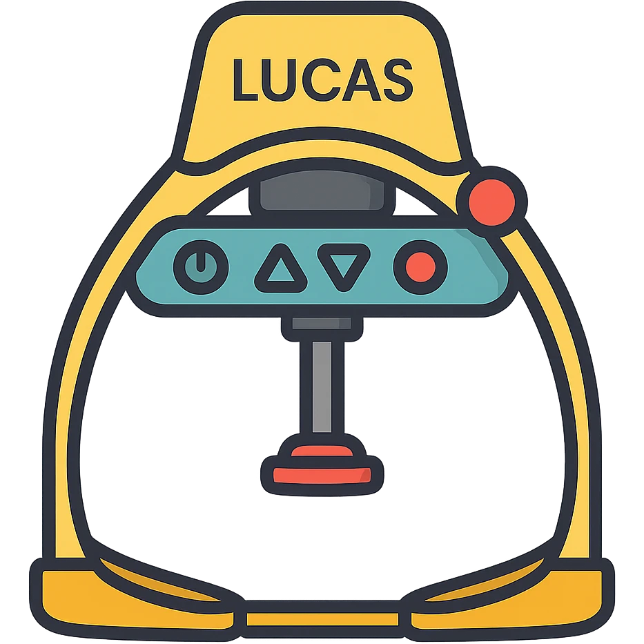 flat design style Lund University Cardiopulmonary Assist System (LUCAS) device emoji
