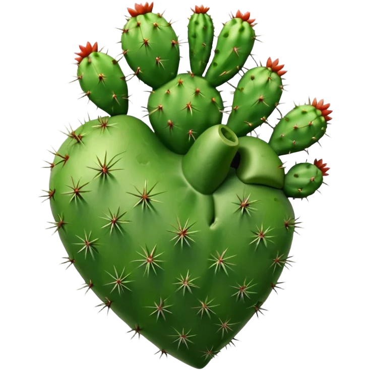 Anatomical green heart full of cactus spikes  emoji