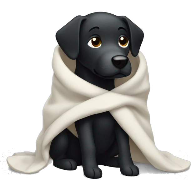 Black dog with white heart on head wrapped in blanket emoji