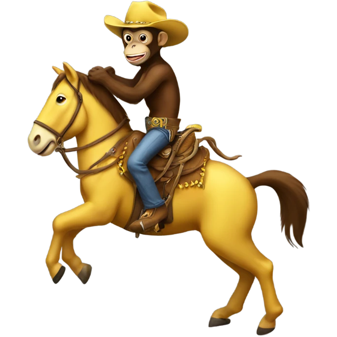 Monkey cowboy riding banana horse emoji
