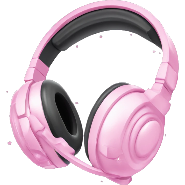Headset Emoji "A pastel pink gaming headset with glowing ear cushions, a soft, sparkly microphone boom, and tiny floating glitter around." emoji