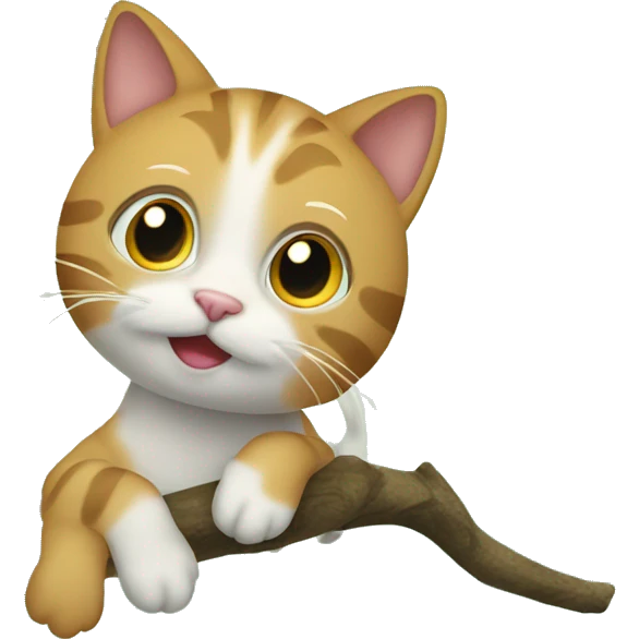 Cat hanging from tree branch  emoji