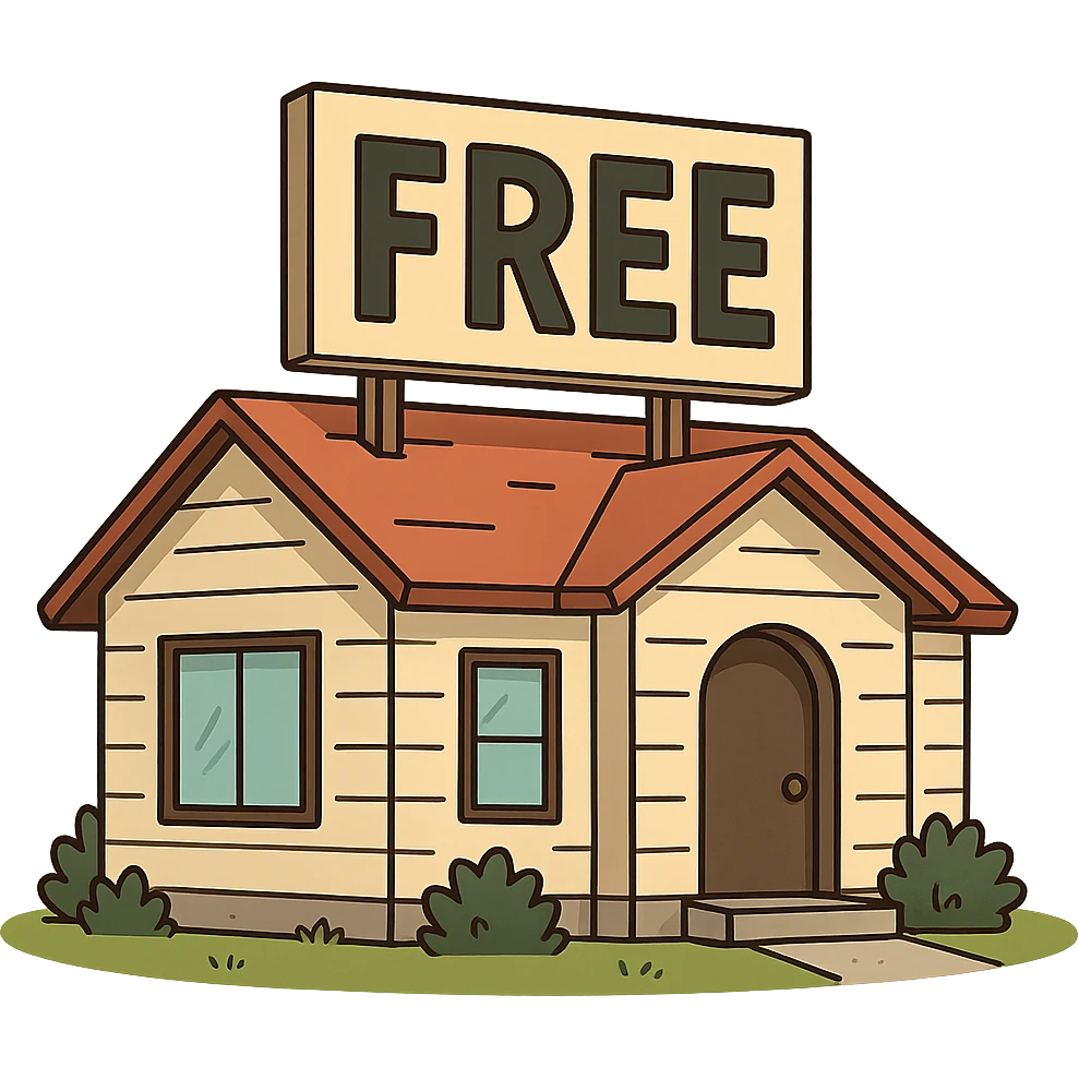 house with a big 'FREE' sign emoji