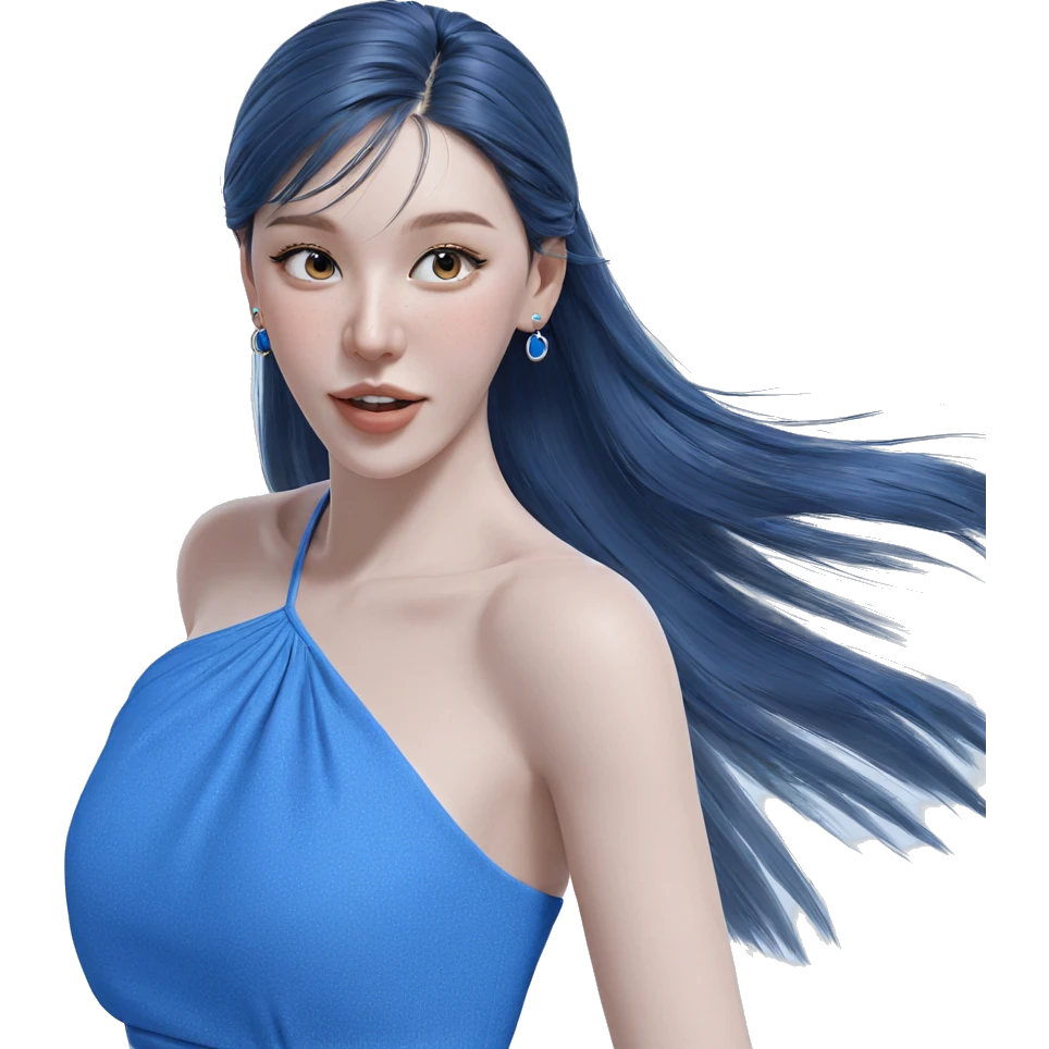 blue dress with bare shoulders emoji
