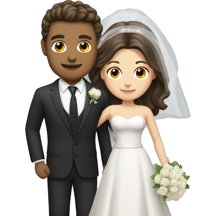 white brunette man and woman getting married emoji