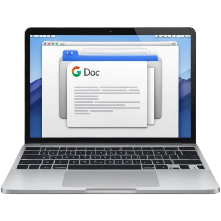 Mac laptop with a google doc open on the screen  emoji