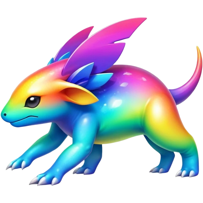  exotic tropical iridescent colorful nebula rainbow gradients cyber-Protogen-Fakémon-Pokémon-Vernid-creature emoji