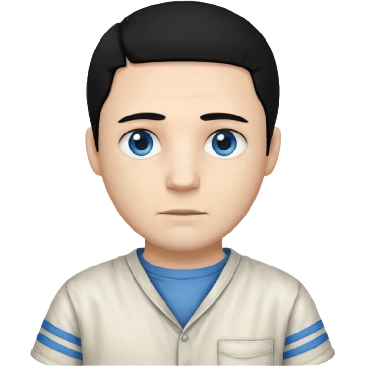 John Broom from Poison with light skin, blue eyes, black hair, ivory inmate outfit  emoji