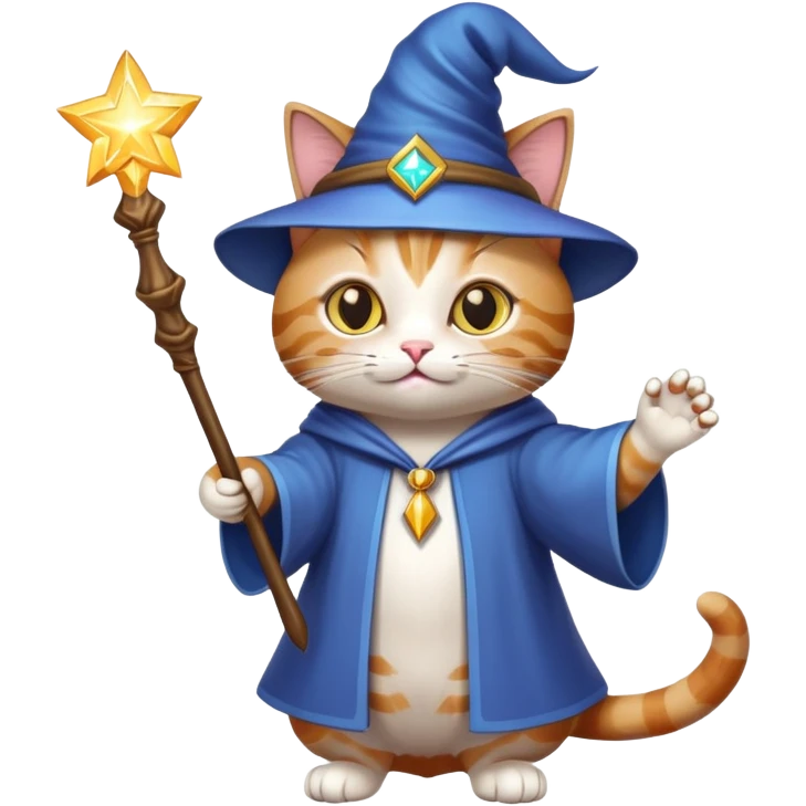 cat wizard with magic wand casting spell emoji