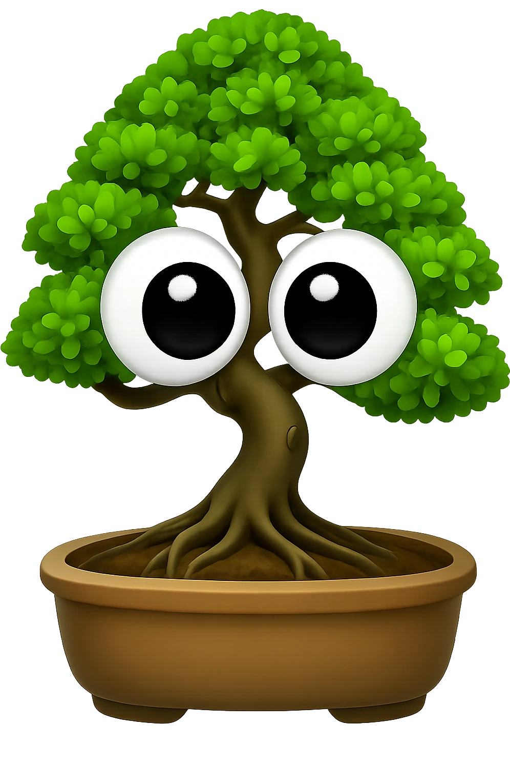 Make the eyeballs much bigger in the style of apple style emojis with transparent background. emoji