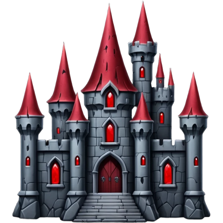 Dark Vampire Castle with the colors dark red and black, the castle should have dark red eys in the stones emoji