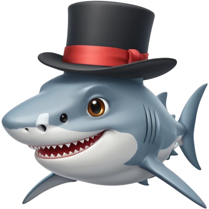 smiling shark in a top hat emoji