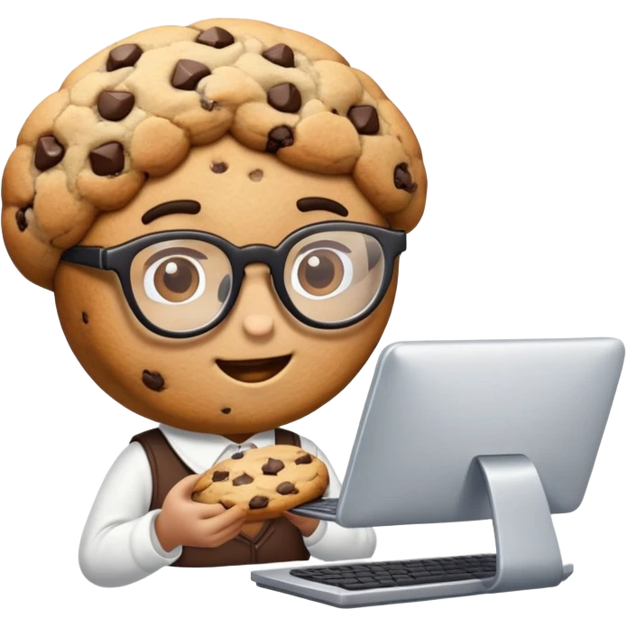 cookie with glasses and computer emoji