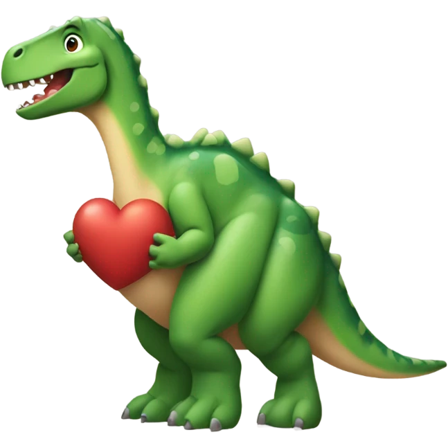 Dinosaur holding a heart emoji