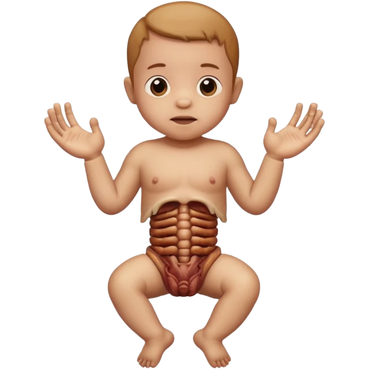 Create me a head a baby and a body as spare ribs emoji