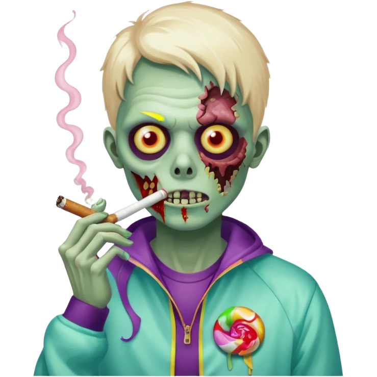 zombie in nike sports suite smoking candies emoji